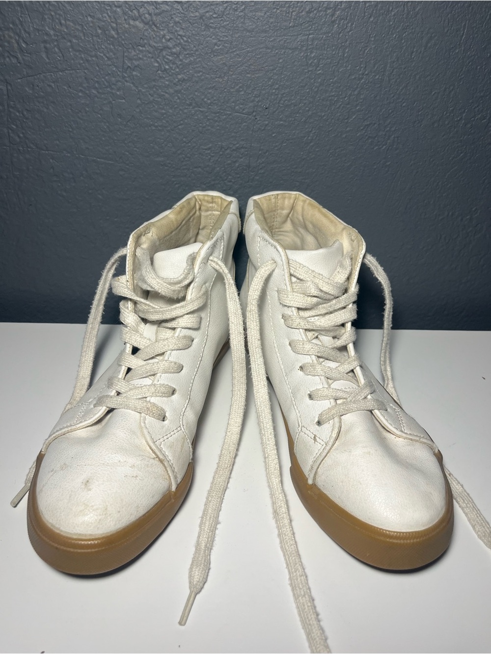 Nautica Women's Off-White High-Top Sneakers with Gum Sole